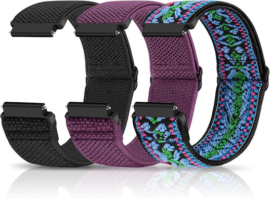 Compatible with 16mm 18mm 19mm 20mm 22mm 24mm Watch Bands Quick Release Replacement Wristband,Adjustable Stretchy Nylon Solo Loop Straps Fabric Braided Sport Elastic Bands for Men Women