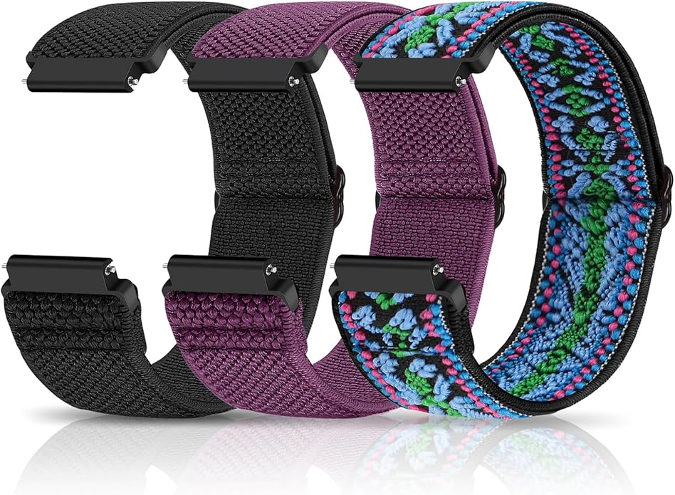 Compatible with 16mm 18mm 19mm 20mm 22mm 24mm Watch Bands Quick Release Replacement Wristband,Adjustable Stretchy Nylon Solo Loop Straps Fabric Braided Sport Elastic Bands for Men Women