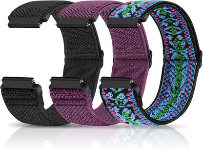 Compatible with 16mm 18mm 19mm 20mm 22mm 24mm Watch Bands Quick Release Replacement Wristband,Adjustable Stretchy Nylon Solo Loop Straps Fabric Braided Sport Elastic Bands for Men Women