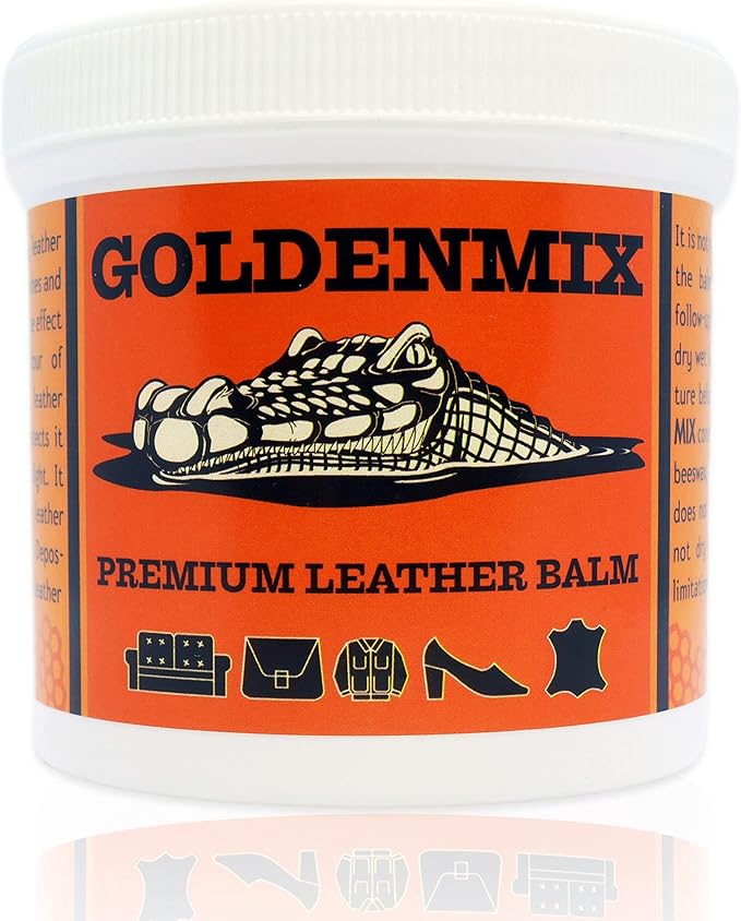 GOLDENMIX Beeswax Leather Care Balm - Protector, Conditioner, Polish, Cleaner, and Waterproofing Cream for Shoes, Boots, Car Interior, Purses, Saddle, Furniture, Bags, Upholstery & Jackets
