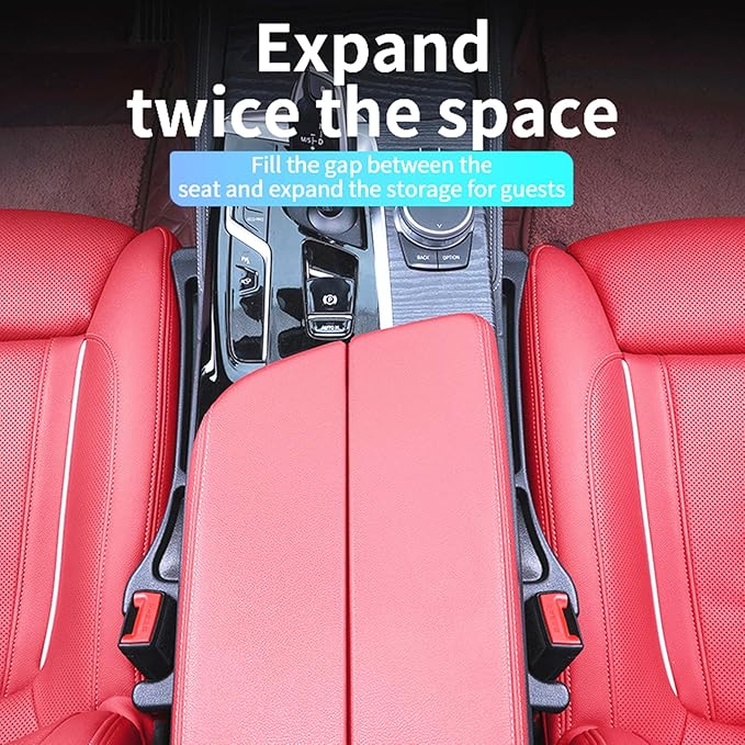 2 Pack Car Seat Gap Filler Stopper/Catcher, No-Drop Seat Guard Insert Between Seat and Console Black Car Accessories Auto Crevice Blocker Pad Plug Seat Gap Guard YMT-A02