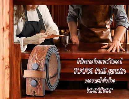 F&L CLASSIC Western Belt without buckle for men – Full Grain Leather Cowboy Belts for jeans - One Piece Leather strap belt