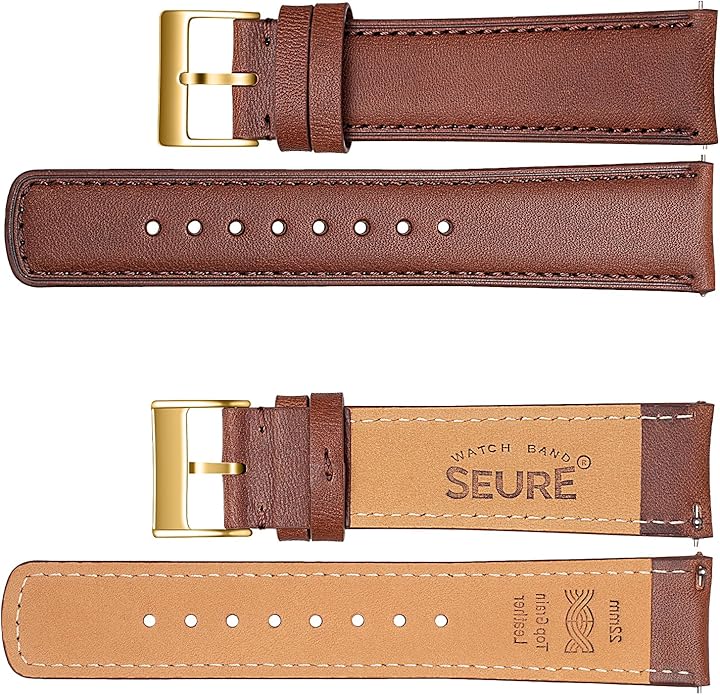 SEURE Quick Release Watch Band,Top Genuine Leather Watch Straps 19mm 20mm 21mm 22mm 24mm for Men and Women