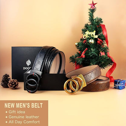 DOOPAI Belt Men, Ratchet Dress Adjustable 1 3/8" Sliding Leather Designer, Size Length Can be Cut, with Gift Box