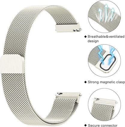 18mm Metal Bands for Garmin Venu 3S / Venu 4 41mm / Venu 2S / Vivoactive 4S / Vivomove 3S / Forerunner 265s Watch Bands, Quick Release Stainless Steel Metal Replacement Wristband Strap for Garmin Forerunner 255s/265s Bands Women Men