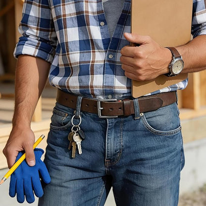 SANSTHS Mens Full Grain Cow Leather Belt Heavy Duty Work Belt Casual Every Day Belt for Jeans