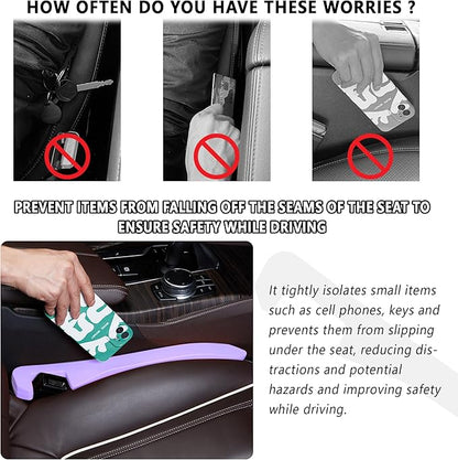 Junecarp Car Seat Gap Filler 2 Pack,Car Gap Filler Organizer to Impede Items from Dropping,Essential Interior Car Accessories Seat Gap Plug (Purple)