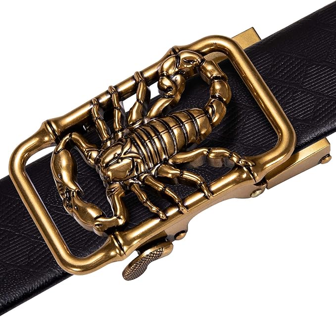 Dubulle Designer Mens Belts, Sliding Automatic Buckle Ratchet Dress Belt TOP Genuine Leather Strap Gifts