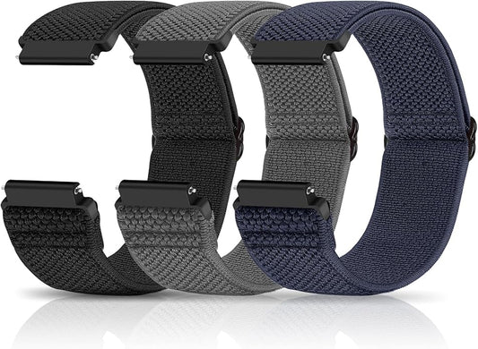 Compatible with 16mm 18mm 19mm 20mm 22mm 24mm Watch Bands Quick Release Replacement Wristband,Adjustable Stretchy Nylon Solo Loop Straps Fabric Braided Sport Elastic Bands for Men Women