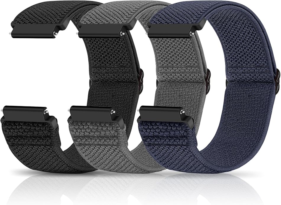 Compatible with 16mm 18mm 19mm 20mm 22mm 24mm Watch Bands Quick Release Replacement Wristband,Adjustable Stretchy Nylon Solo Loop Straps Fabric Braided Sport Elastic Bands for Men Women