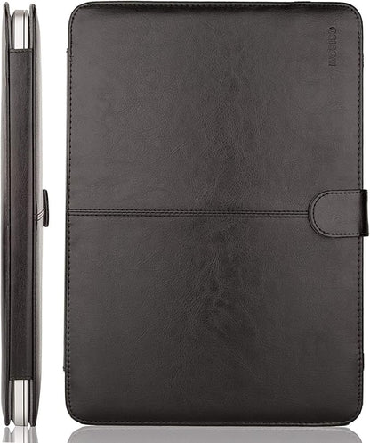 MOSISO Case Compatible with MacBook Air 13.6 inch M4 M3 M2 2025-2022 /Air 13 M1 2022-2018 /Pro 13 inch M2 M1 2025-2016, PU Leather Portfolio Protective Stand Cover, Black