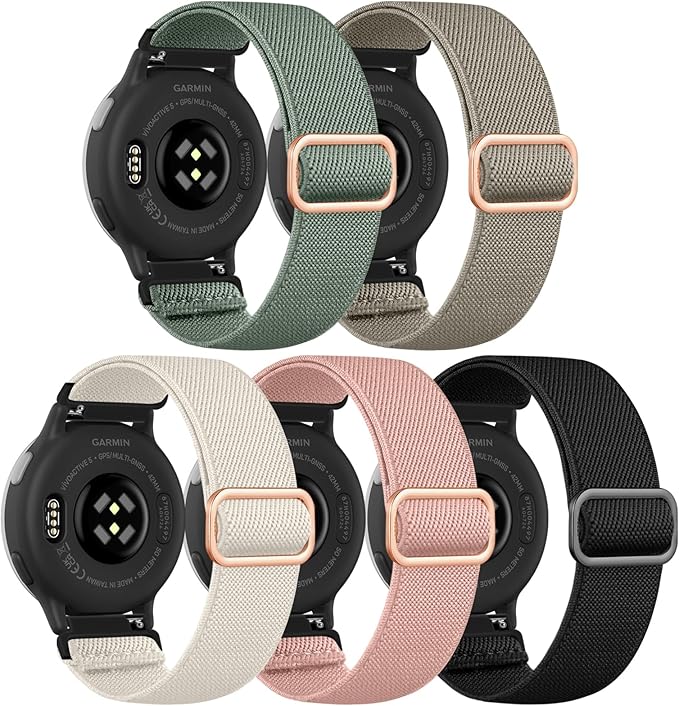 GEAK 20mm Quick Release Replacement Wristband Compatible with Garmin Vivoactive 6 / Vivoactive 3 /Vivoactive 5 Watch Band, Adjustable Stretchy Nylon Solo Loop Elastic Straps for Venu/Venu Sq Men Women