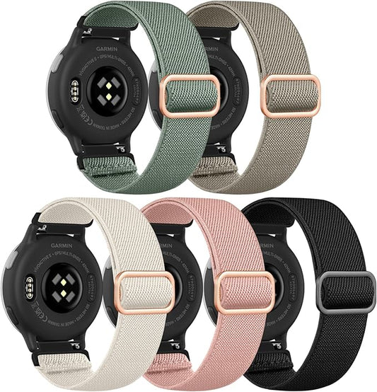 GEAK 20mm Quick Release Replacement Wristband Compatible with Garmin Vivoactive 6 / Vivoactive 3 /Vivoactive 5 Watch Band, Adjustable Stretchy Nylon Solo Loop Elastic Straps for Venu/Venu Sq Men Women