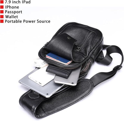 LUKZIJAES Genuine Leather Sling Bag for Men