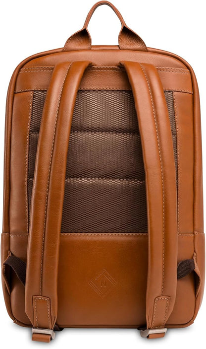 Nordweg Nomad Leather Laptop Backpack NW089A – Lightweight Daypack for Work & Travel – Fits Laptops up to 15.6” (Caramel)