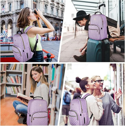 MATEIN Laptop Backpack for Women, Anti Theft 15.6 inch College School Bookbag for Girls, Water Resistant Stylish Travel Computer Work Backpack for Nurse, Light Purple