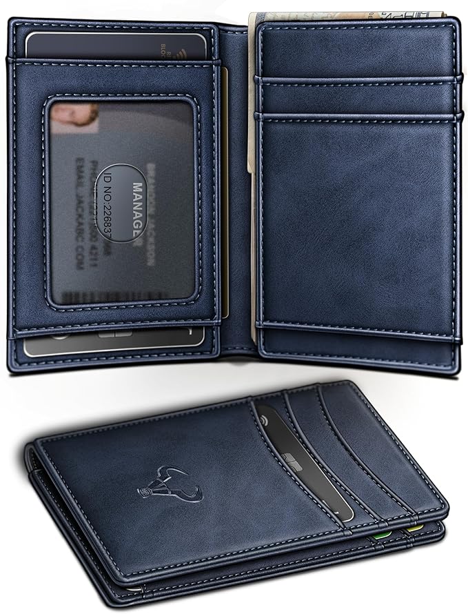 BULLIANT Slim Wallet For Men 12Cards,Magnetic Flip Build-in Money Clip Airtag Compatible-RFID Blocking