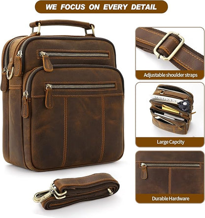 Jack&Chris Leather Messenger Bag for Men, Man Purse Crossbody Bags for Work Business