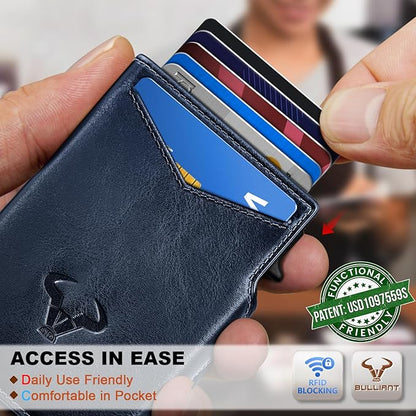 BULLIANT Men Wallet Gift Boxed,Slim Front Pocket Wallet Money Clip Card Holder 3.8"x2.7",Pop-up Access