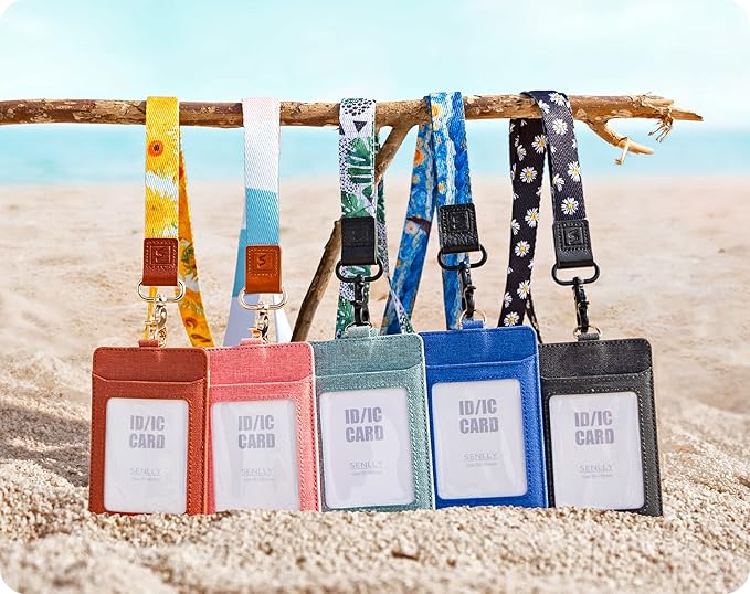 SENLLY ID Badge Holder Gift with Cute Neck Lanyard Strap, 2 Card Slots and 1 Clear ID Window, for Women and Men
