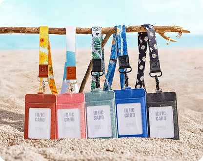 SENLLY ID Badge Holder Gift with Cute Neck Lanyard Strap, 2 Card Slots and 1 Clear ID Window, for Women and Men