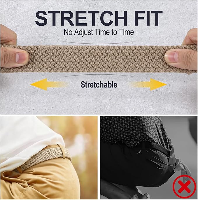 XZQTIVE Braided Belt Stretch Belt for Men and Women Multicolored Woven Golf Belt Elastic Jean Belts