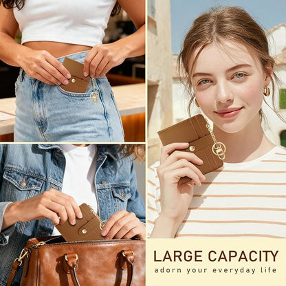 Jogjam Caramel Rfid Ladies Wallet, Small Slim Thin Compact Credit Card Women Wallet, PU Leather Bifold Cash Zipper Coin Pocket ID Window for Female Gifts