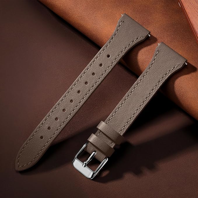 GEAK Slim Leather Band Compatible with Galaxy Watch 7 Band/6 5 4 FE 40mm 44mm/5 pro 45mm/Classic/Galaxy Active 2, 20mm Genuine Leather Strap with Quick Release Buckle for Samsung Watch Bands Women