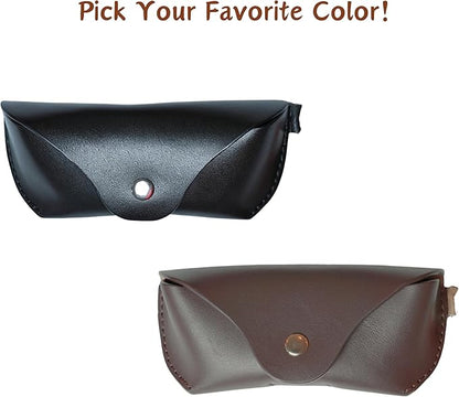 Leather Eyeglasses Case,Flexible Sunglasses Pouch Slim Case for Women Men Horizontal Eyeglass Case