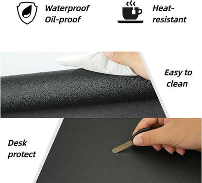 Desk Pad Mat PU Leather Non-Slip Water-Resistant Desk Matt for Desktop Large Mouse Pad for Office and Home Black 23.6" x 13.8"