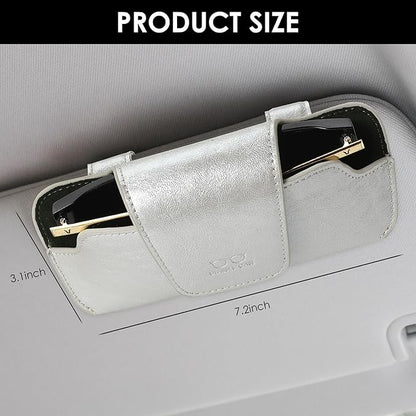 Sunglass Holder for Car Visor, Car Sunglasses Holder Leather, Eyeglasses Holder Glasses Storage Case Visor Accessories