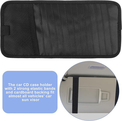 Car CD Case Holder Car Visor CD Holder DVD Vehicle Visor Storage Orangizer Large Capacity Sun Visors Organizer for CDs Visors Case with 12 DVD Storage Sleeves Mesh Pocket Pen Holders and Elastic Strap