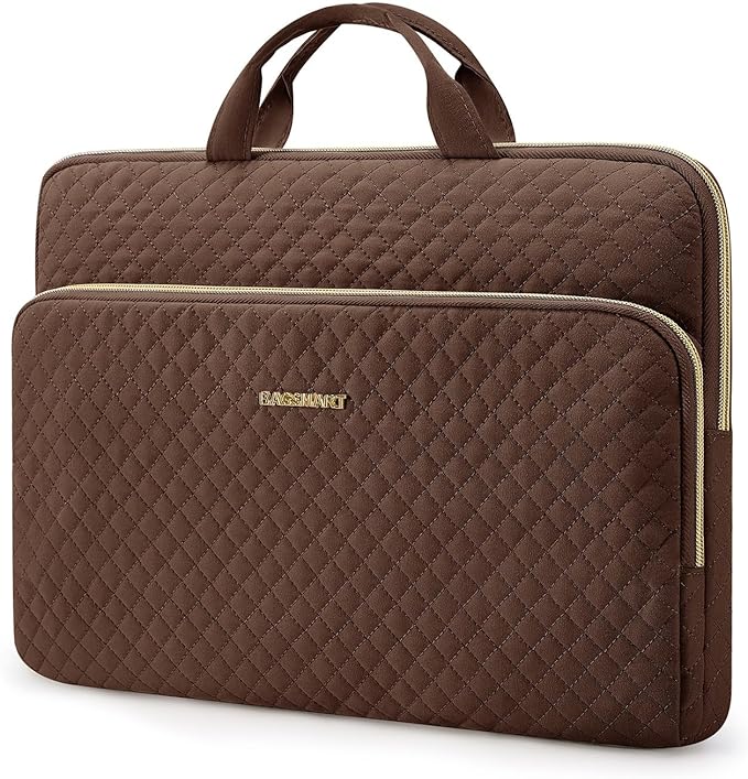 BAGSMART Laptop Case Compatible with 13-13.3 inch Notebook,Compatible with MacBook Pro 14 Inch,MacBook Air,Protective Carrying Bag with Pocket,Handles, Coffee Brown
