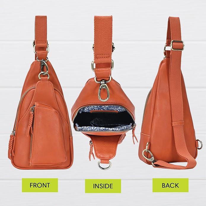 MMS Brands Antik Kraft Tasha Crossbody Sling | Vegan Leather Crossbody Bag for Women with 16-20" Strap | Sling Bags for Women