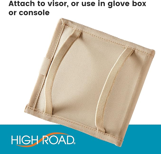 High Road Car Registration and Insurance Card Holder for Sun Visor, Glove Box or Console with 2 Clear Hidden Car Document Pockets and Front Card Pocket