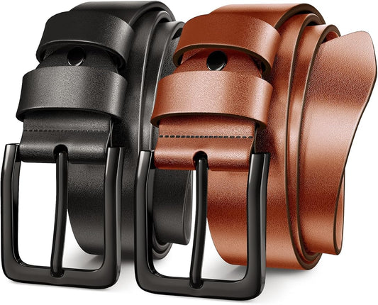Mens Dress Belt,Genuine Casual Leather Belts for Men 1.5" Width