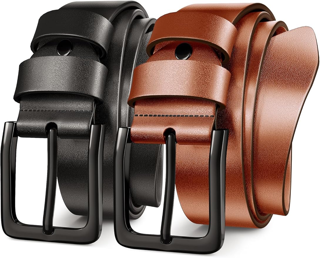 Mens Dress Belt,Genuine Casual Leather Belts for Men 1.5" Width