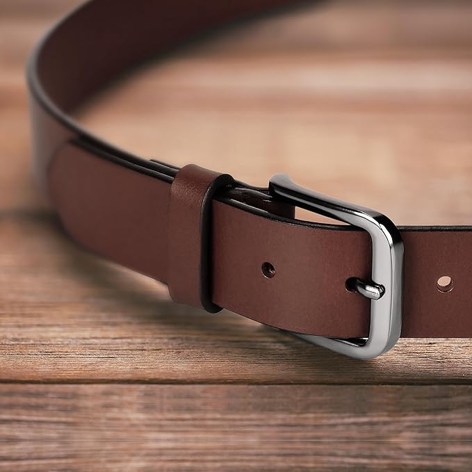 Wrangler Men’s Full Grain Genuine Leather 35mm Thick Casual Belt for Jeans, Pants