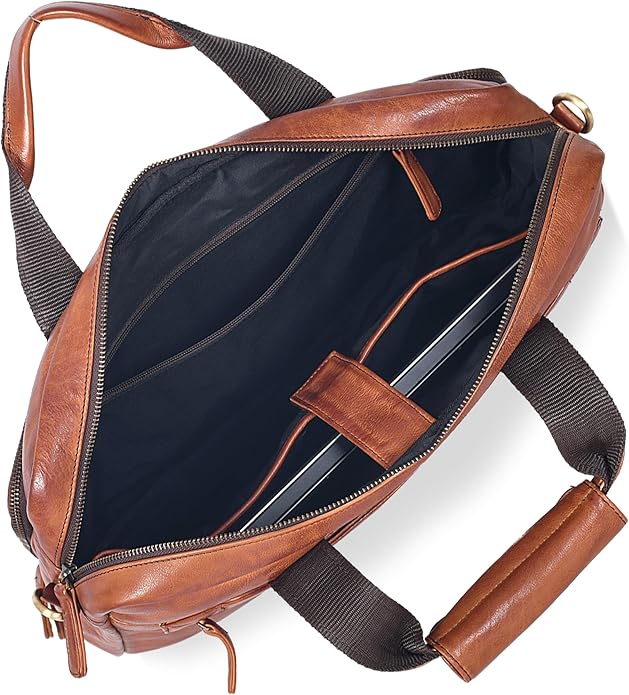 Oak Leathers Leather Messenger Bag for Men and Women - Laptop Briefcase Bag For College, Office, Adjustable Shoulder Strap