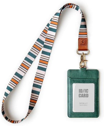 SENLLY ID Badge Holder Gift with Cute Neck Lanyard Strap, 2 Card Slots and 1 Clear ID Window, for Women and Men