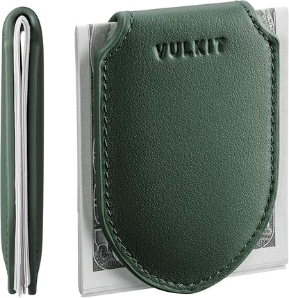VULKIT Luxury Money Clip Genuine Leather Magnetic Closure Streamline Design Money Clip Wallet, Holds Up to 20 Bills