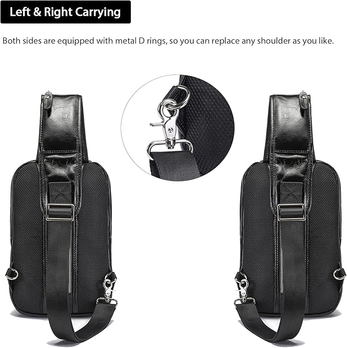 LANNSYNE Vintage Full Grain Leather Sling Bag Crossbody Chest Daypack | Vintage, Full Grain, Leather, Chest