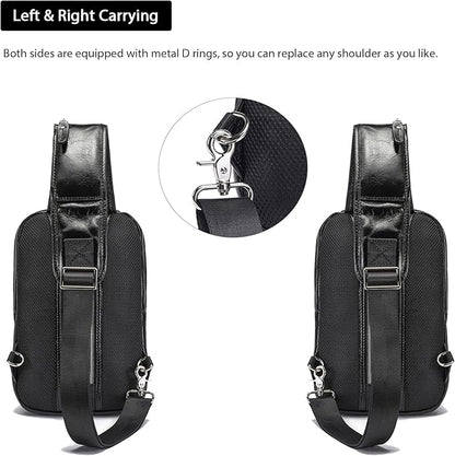 LANNSYNE Vintage Full Grain Leather Sling Bag Crossbody Chest Daypack | Vintage, Full Grain, Leather, Chest