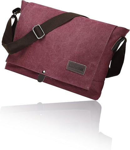 Cota's home Canvas Messenger Bag for Men, Fits 14 Inch Laptop & A4 Documents, Large Capacity Crossbody Shoulder Bag