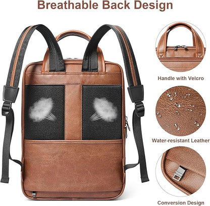 Shrrie 15.6" Laptop Backpack,Business Work Backpack Briefcase,Durable Computer Backpack for Office,Travel,College,Two-toned Brown