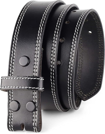 F&L CLASSIC Belt for buckle men Snap on Strap Full Grain One Piece Leather no buckle,1 1/2" Wide, USA