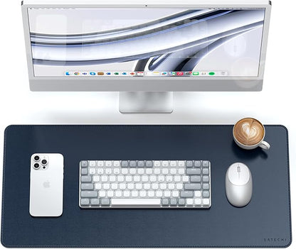 Satechi Vegan Leather Desk Mat, Large Mouse Pad Scratch and Water Resistant, Easy to Clean, Desk Pad for Office and Home, 26.8” x 12.4” x 0.1” - Blue