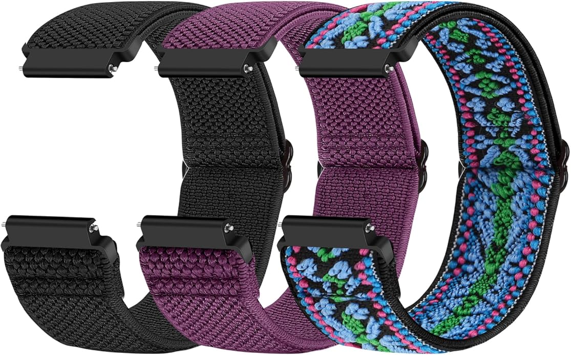 Compatible with 16mm 18mm 19mm 20mm 22mm 24mm Watch Bands Quick Release Replacement Wristband,Adjustable Stretchy Nylon Solo Loop Straps Fabric Braided Sport Elastic Bands for Men Women