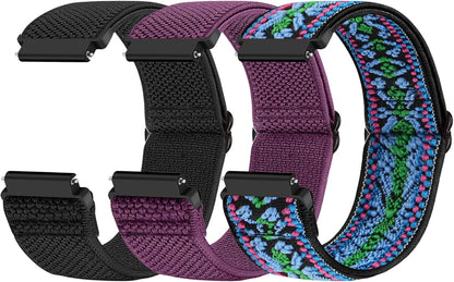 Compatible with 16mm 18mm 19mm 20mm 22mm 24mm Watch Bands Quick Release Replacement Wristband,Adjustable Stretchy Nylon Solo Loop Straps Fabric Braided Sport Elastic Bands for Men Women
