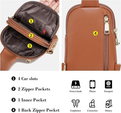 INICAT Small Sling Bag for Women Everyday & Travel Crossbody Bags Lightweight Cross Body Purses Vegan Leather